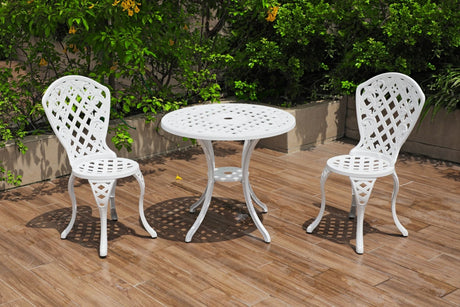 White aluminium outdoor table