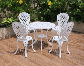 5 Piece Aluminium Outdoor Dining Set in White