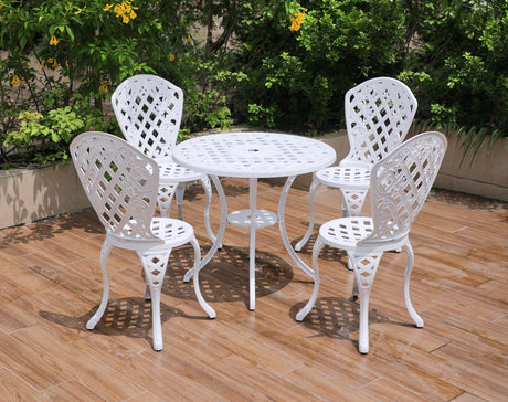 5 Piece Aluminium Outdoor Dining Set in White