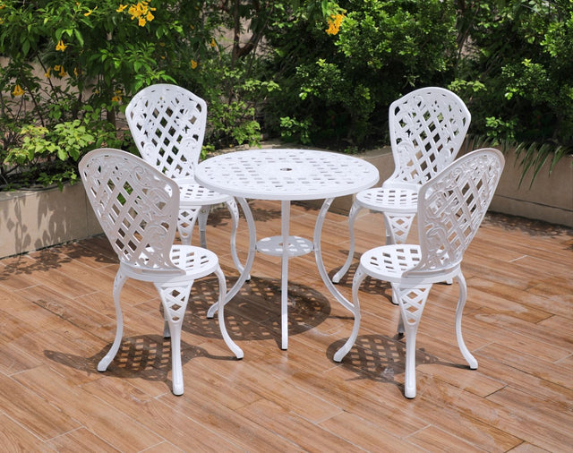 5 Piece Aluminium Outdoor Dining Set in White