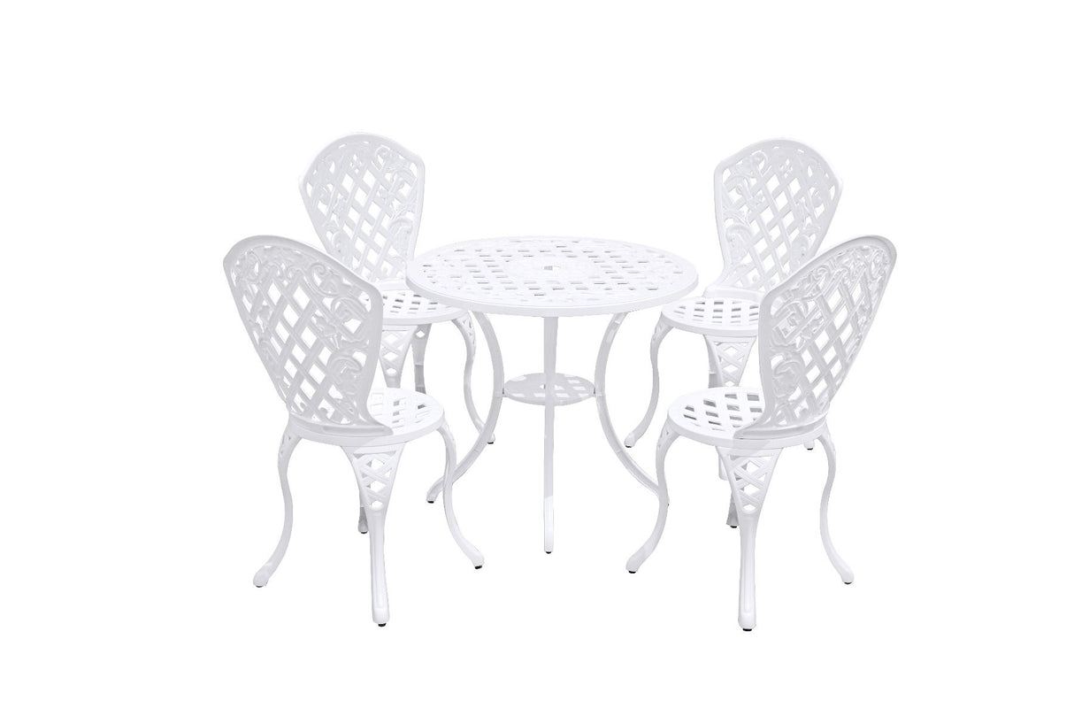 5 Piece Aluminium Outdoor Dining Set in White