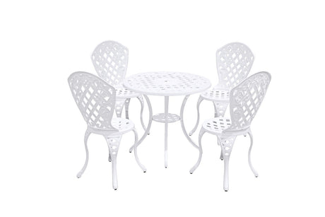 5 Piece Aluminium Outdoor Dining Set in White