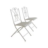 White iron folding bistro table with round tabletop