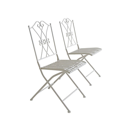 White iron folding bistro table with round tabletop