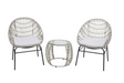 3 piece PE wicker outdoor setting with two chairs and glass top table