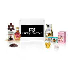 Breakfast in Bed Gourmet Gift Box with pancake mix, maple syrup and hot chocolate
