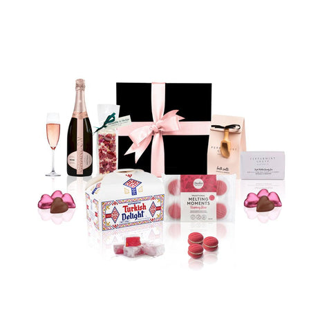 Pink Pamper Gift Hamper in a black box with a pink bow