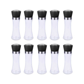 Salina tall glass salt or pepper grinders, pack of ten with ceramic cores