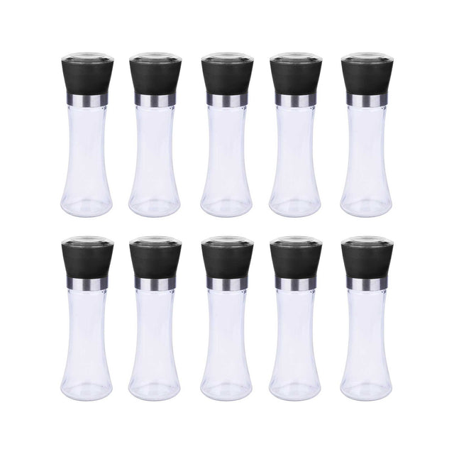 Salina tall glass salt or pepper grinders, pack of ten with ceramic cores