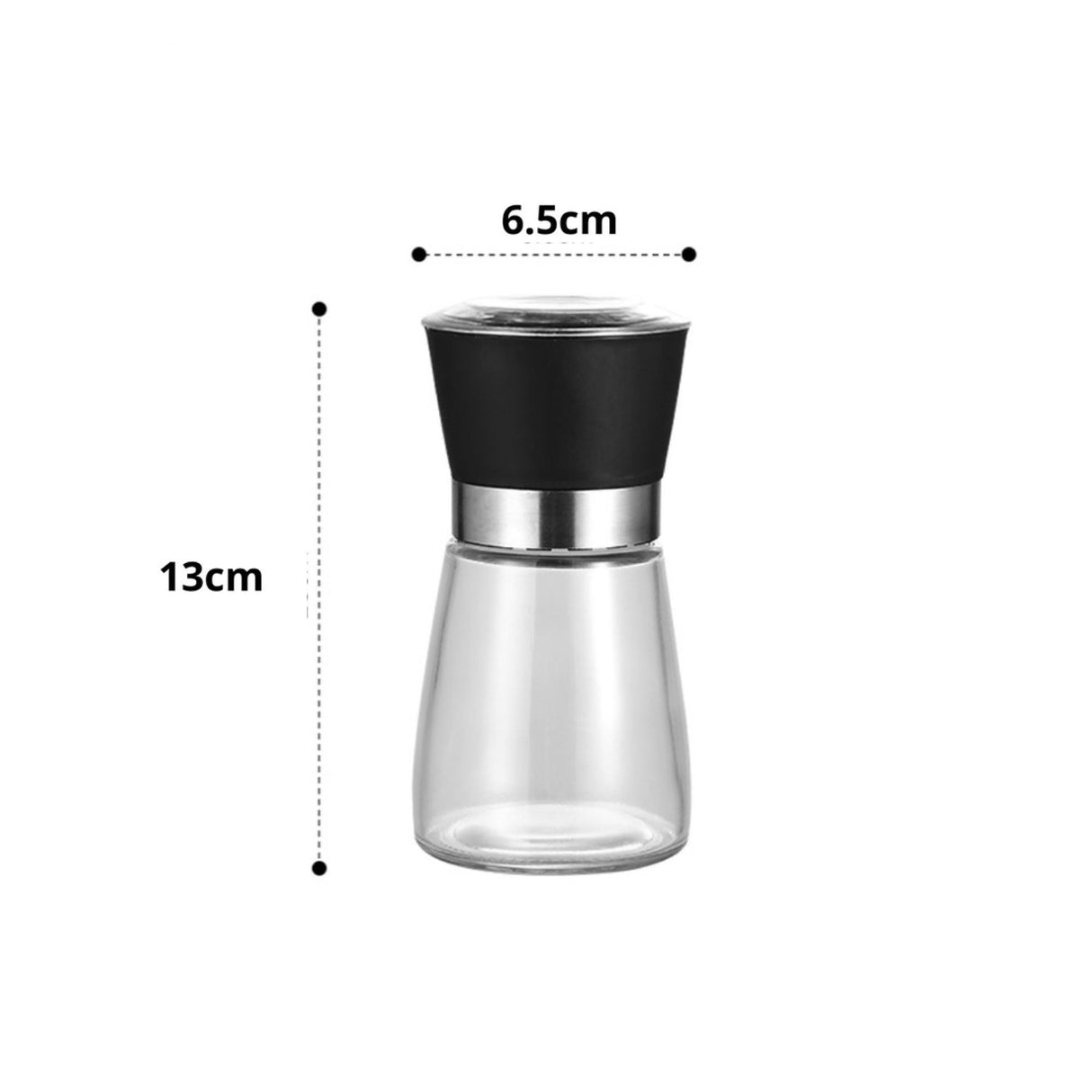 Lipari Salt or Pepper Grinder, Glass, Adjustable Ceramic Core, 12cm, 150ml, 12pcs