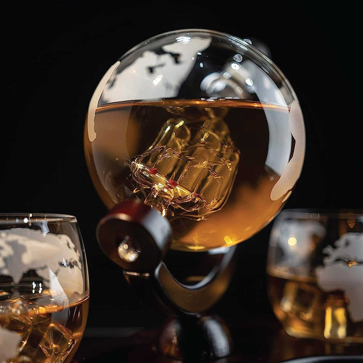 Jaun Whisky Globe Decanter Set, 850ml, 2 Glasses