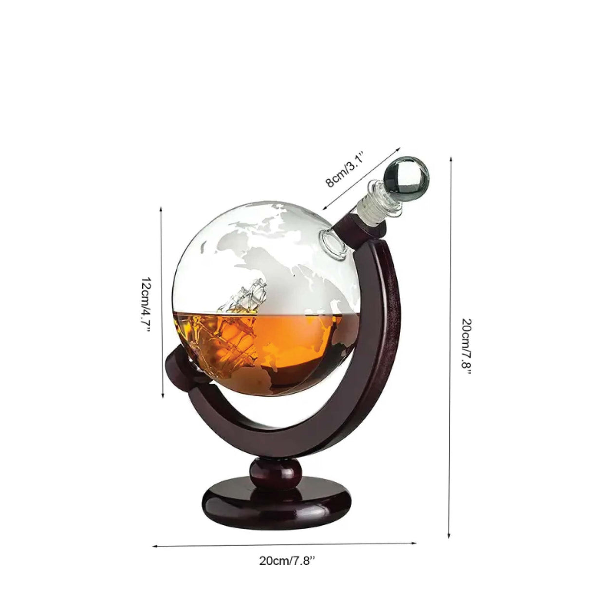 Jaun Whisky Globe Decanter Set, 850ml, 2 Glasses