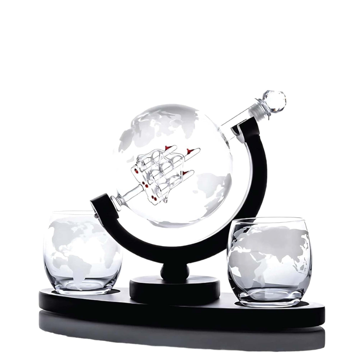 Jaun Whisky Globe Decanter Set, 850ml, 2 Glasses