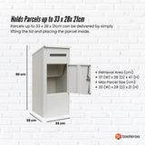 White lockable parcel drop box package delivery locker 38x38x90cm - image 3