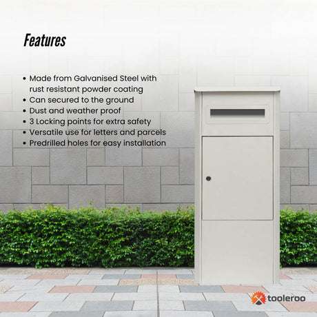 White lockable parcel drop box package delivery locker 38x38x90cm - image 4