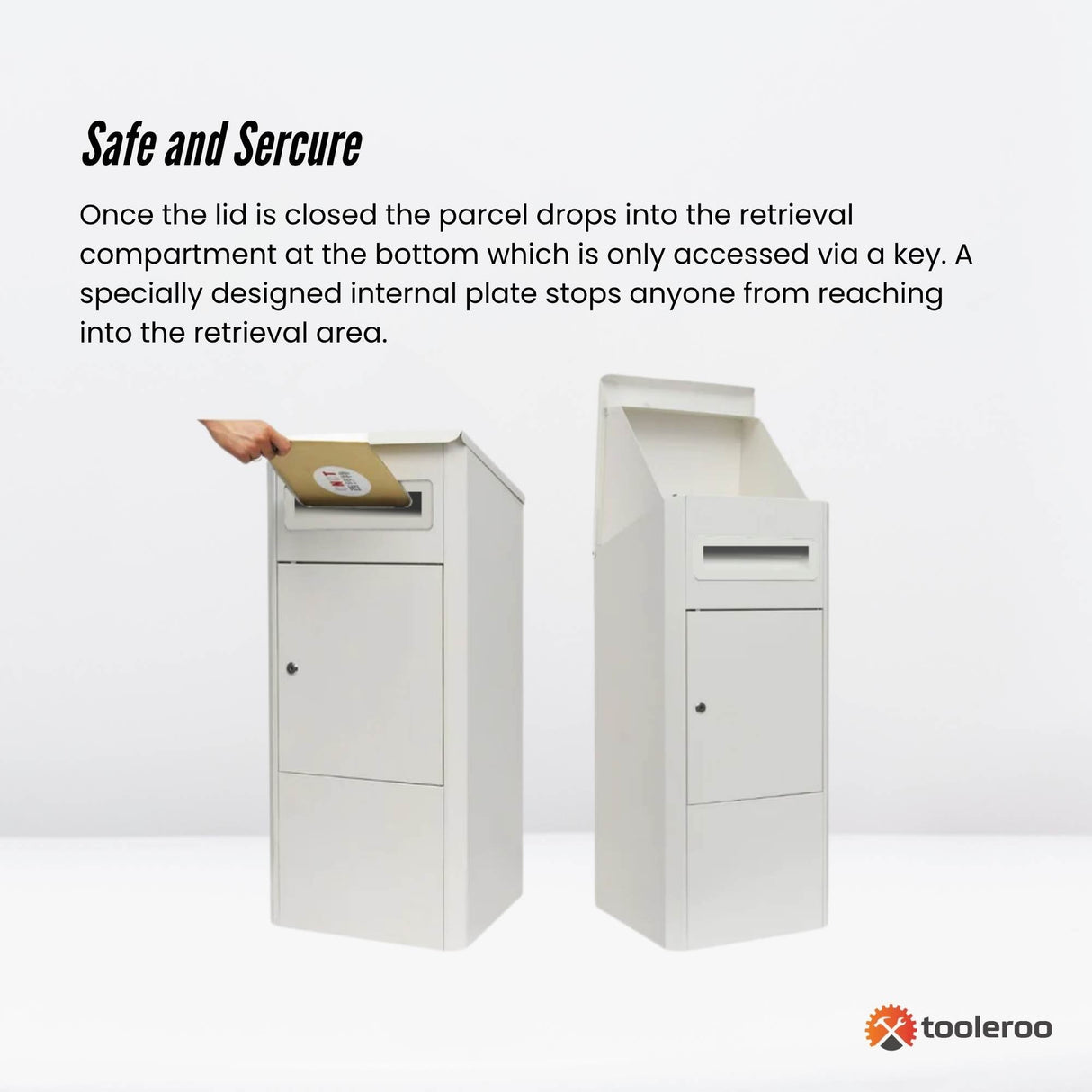 White lockable parcel drop box package delivery locker 38x38x90cm - image 5