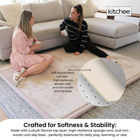 Tatami Style Padded Foam Floor Mat Cream 200 x 200cm, view 4