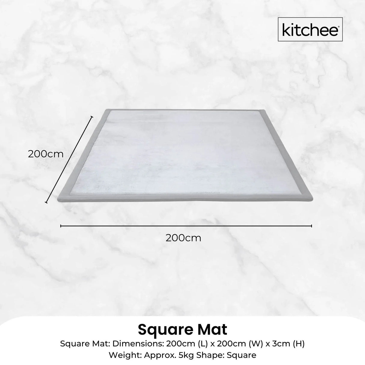 Tatami Style Padded Foam Floor Mat Grey 200 x 200cm, view 5