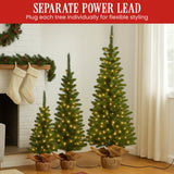 Set of 3 Pre-Lit Christmas Trees with Hessian Bases