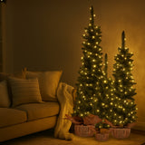 Set of 3 Pre-Lit Christmas Trees with Hessian Bases