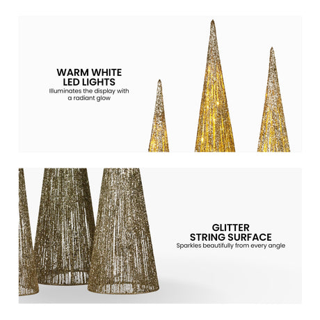 Christabelle Gold Cone Christmas Tree Set
