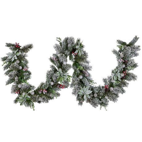Snowy Crown Pine Pre-Lit Christmas Garland