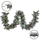 Snowy Crown Pine Pre-Lit Christmas Garland