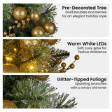 Battery-Operated Gold Christmas Tree with LED Lights