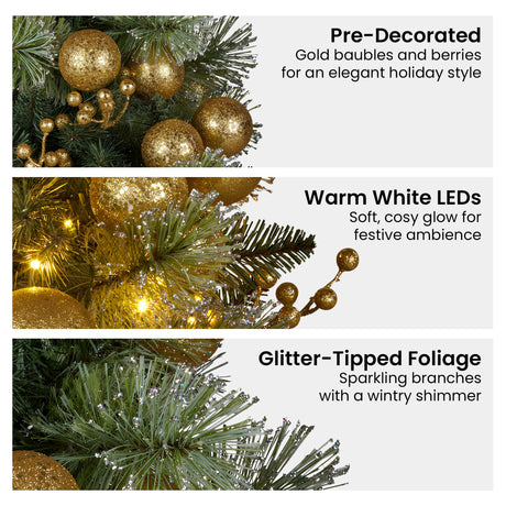 Christabelle 2.7m Gold Bauble LED Garland