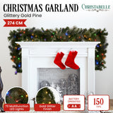 Glittery Gold LED Christmas Garland 2.7m