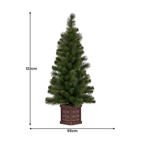 Glittery Gold Pine 4ft Christmas Tree with LED Lights