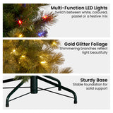 Glittering Gold 7.5ft Christmas Tree with LED Lights