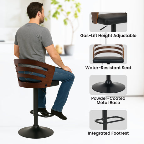 Sarantino bentwood bar stool metal base and footrest detail — Allure Home Collections