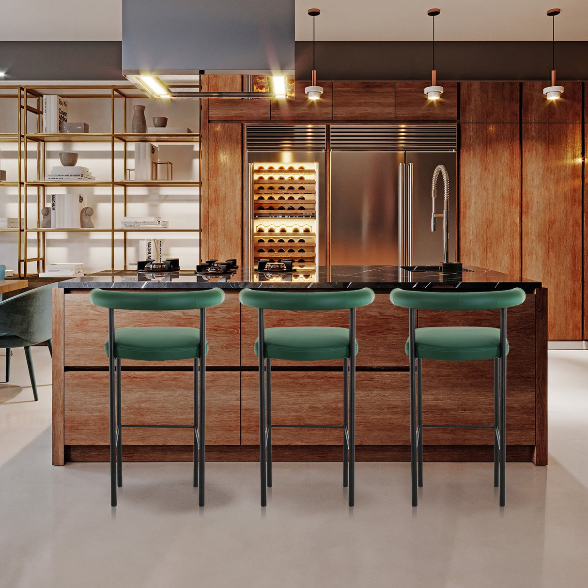 Sarantino Cedric Green Bar Stool