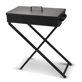Kronkup portable charcoal BBQ grill with adjustable height and foldable legs for camping