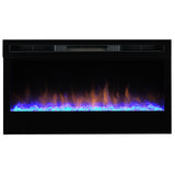 87 cm wall mounted electric fireplace with RGB flame effect and acrylic ember bed
