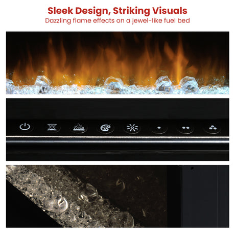 Side profile showing the slim 17.9 cm depth of the wall fireplace