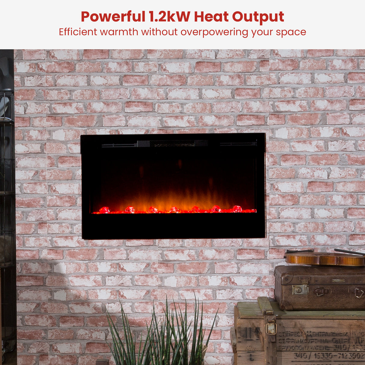 Remote control supplied with the 1.2 kW wall mounted electric fireplace