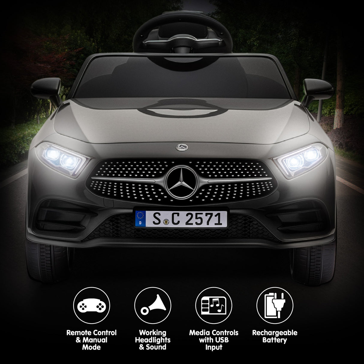 Snetterton Kids Ride On Car, 12V Electric, Black