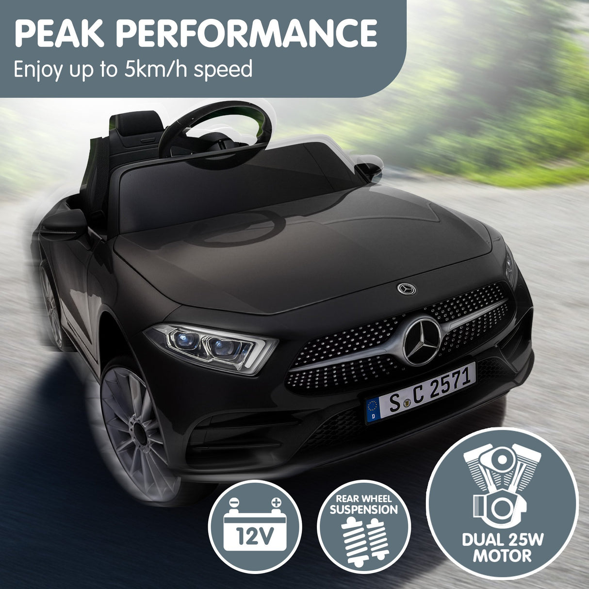 Snetterton Kids Ride On Car, 12V Electric, Black