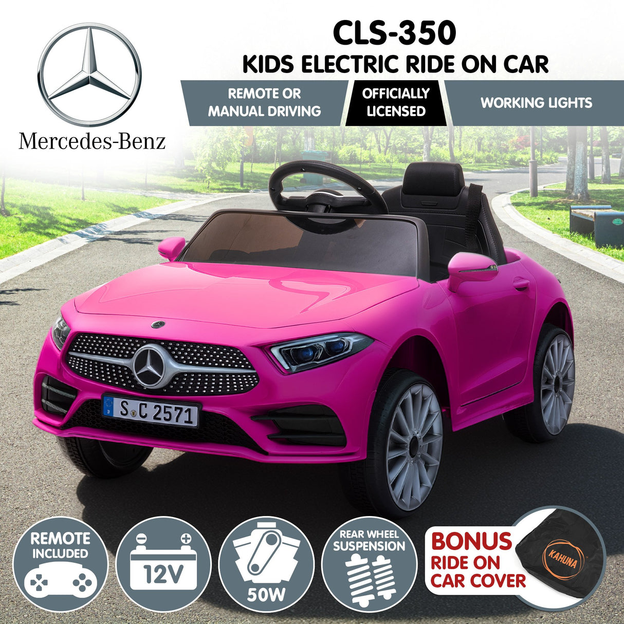 Snetterton Kids Ride On Car, 12V Electric, Pink