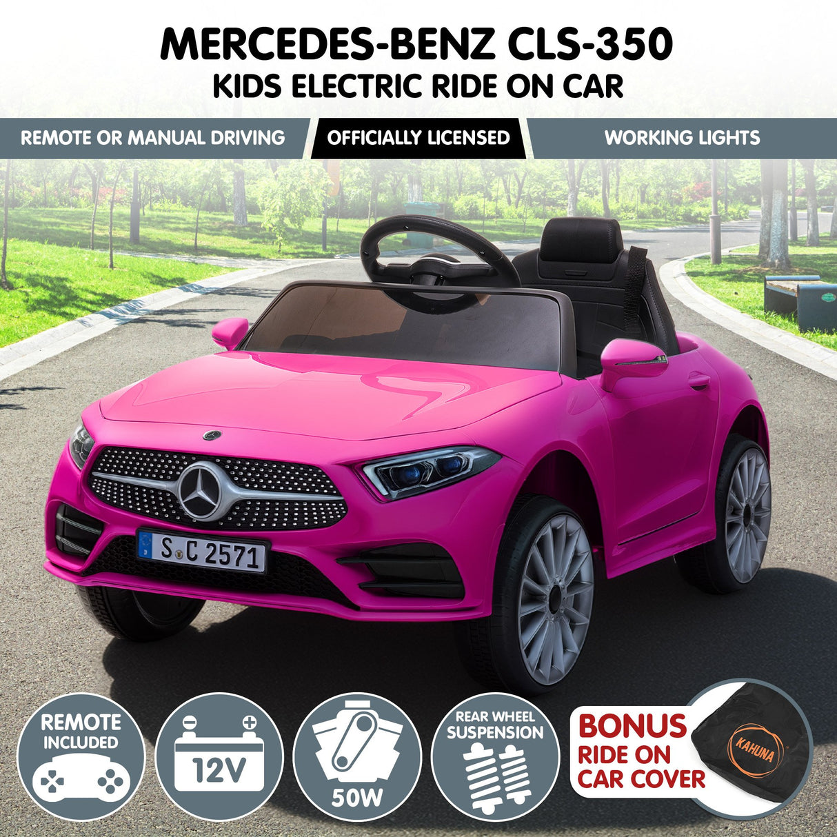 Snetterton Kids Ride On Car, 12V Electric, Pink