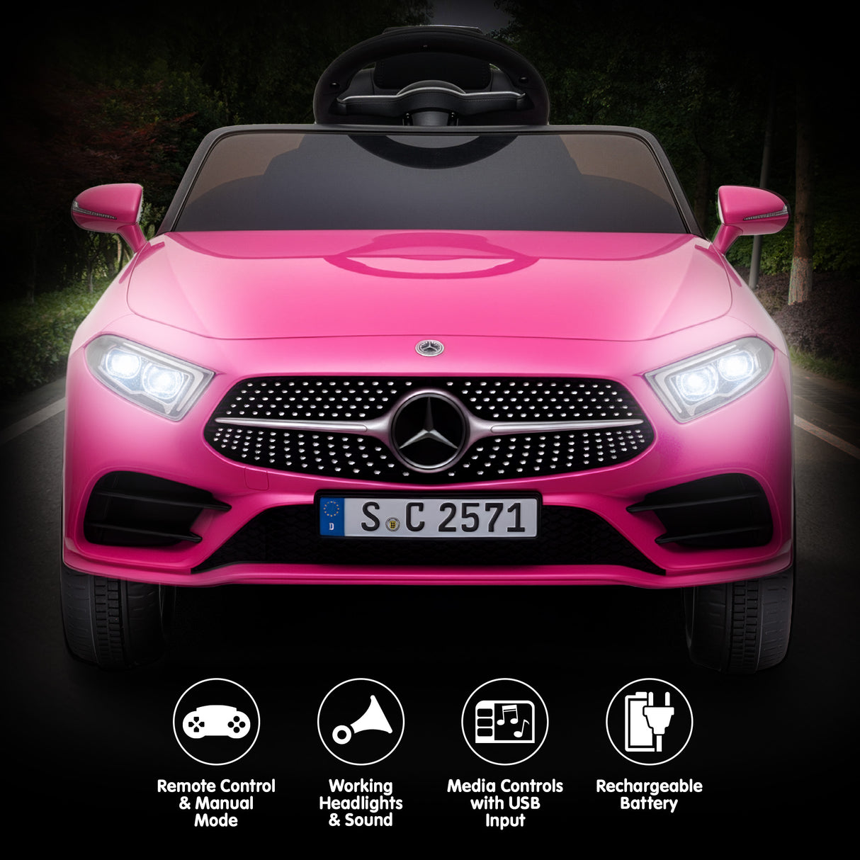 Snetterton Kids Ride On Car, 12V Electric, Pink