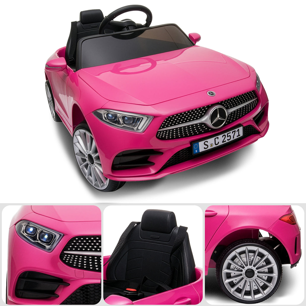 Snetterton Kids Ride On Car, 12V Electric, Pink