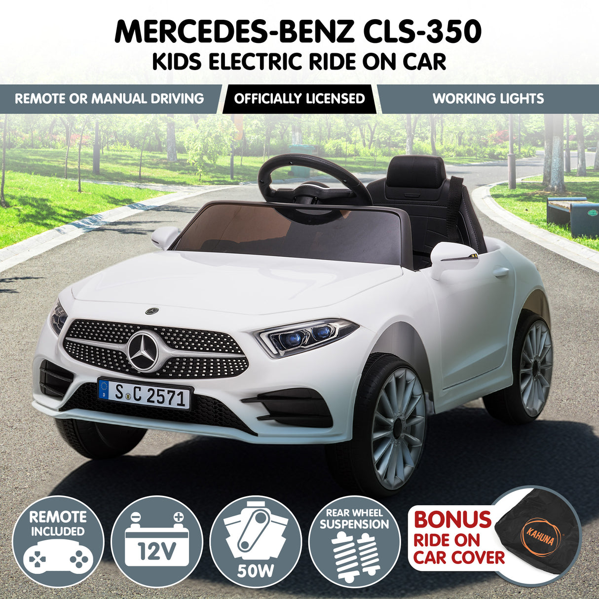 Snetterton Kids Ride On Car, 12V Electric, White