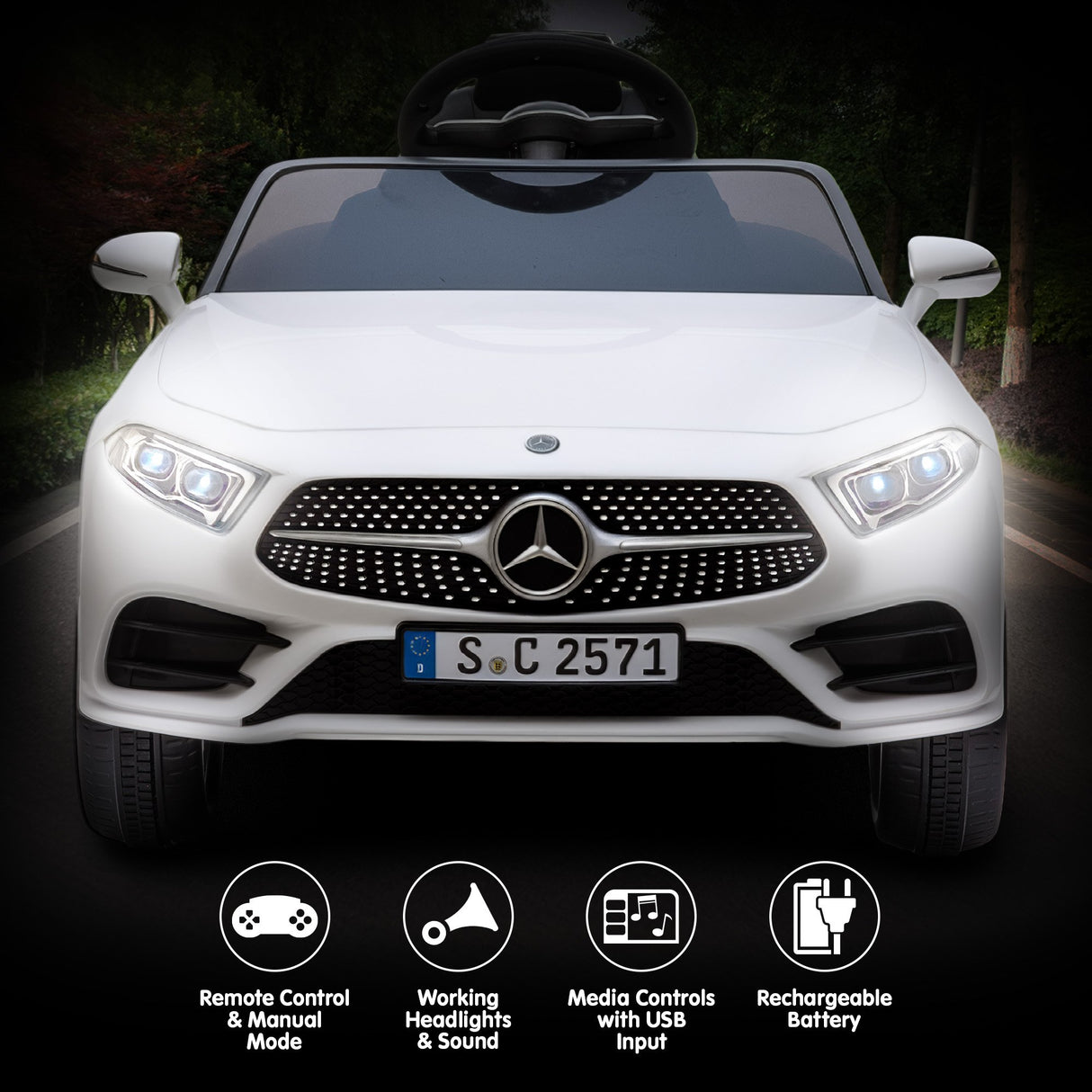 Snetterton Kids Ride On Car, 12V Electric, White