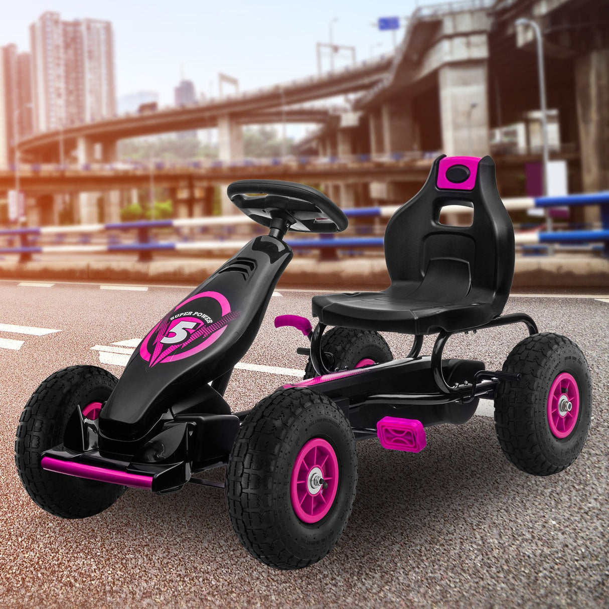 Traful Kids Pedal Go Kart, Rose Pink