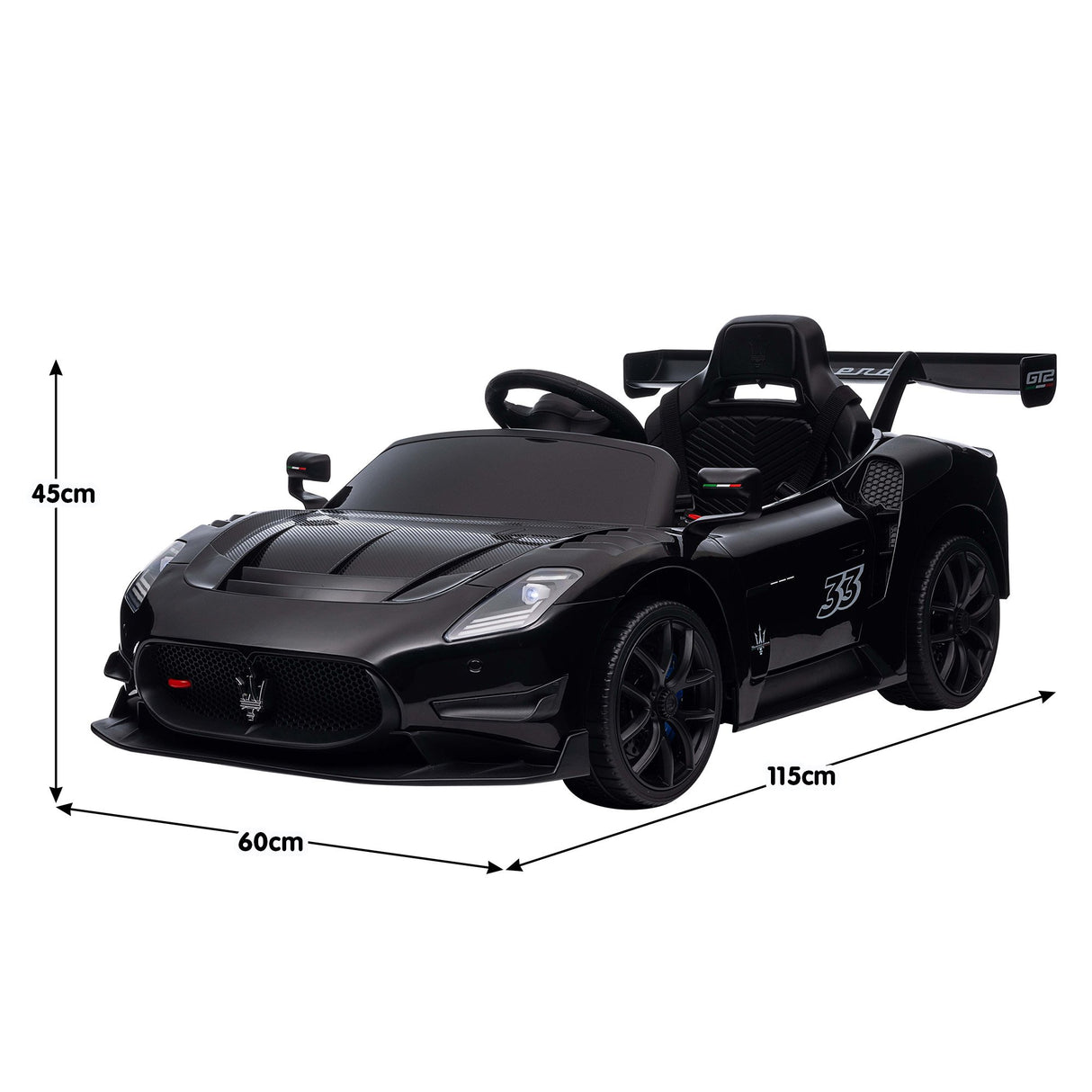Longcross Kids Ride On Car, 12V Electric Race Car, Black