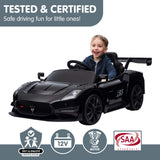 Longcross Kids Ride On Car, 12V Electric Race Car, Black