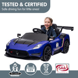 Longcross Kids Ride On Car, 12V Electric Race Car, Blue